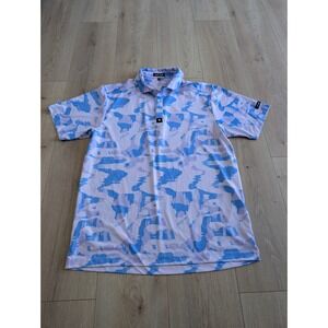 Bad Birdie Mens Large Purple Reign Geometric Performance Golf Polo Shirt EUC